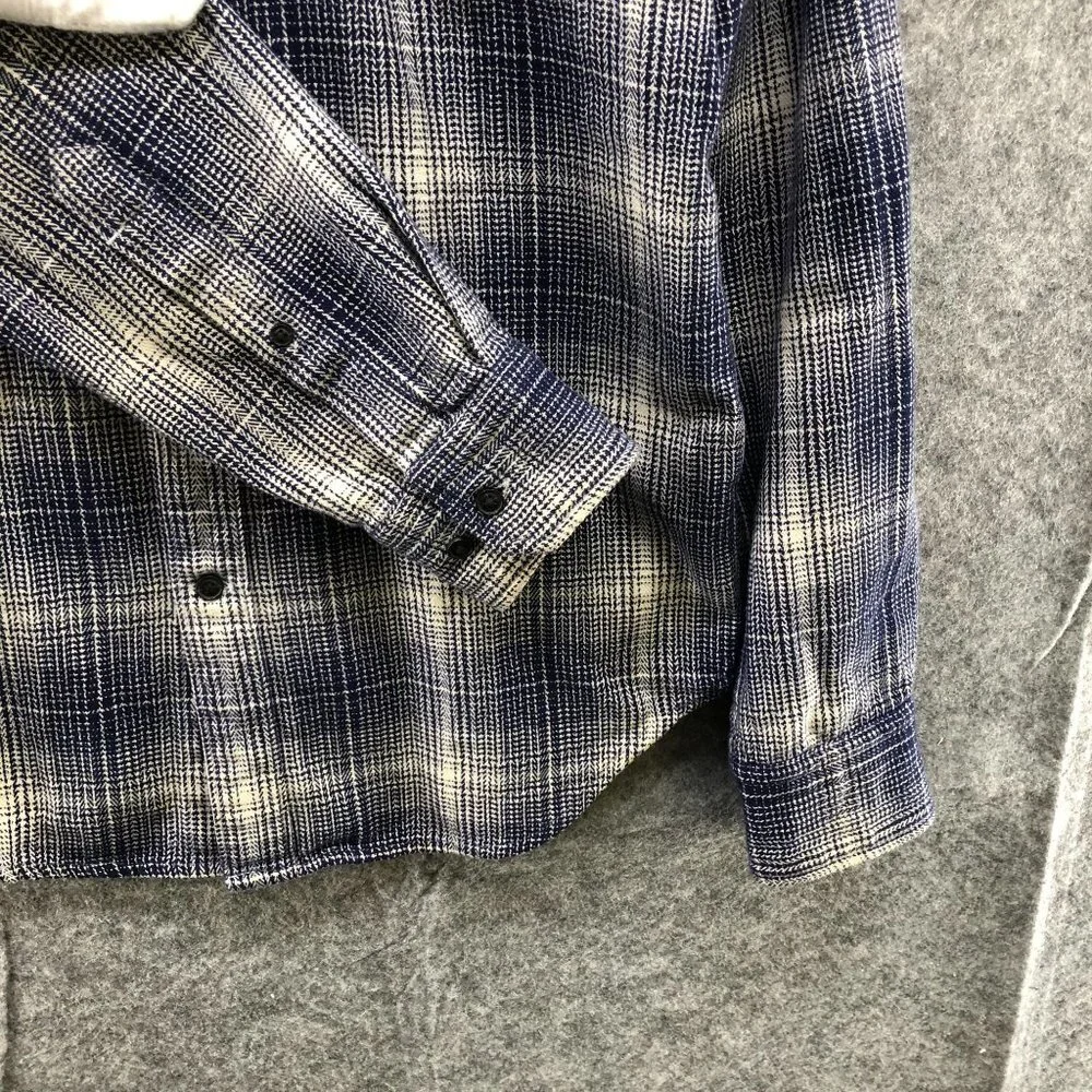 Banana‎ Republic Twill Long Sleeve Shirt Mens S Blue Plaid Camden Utility Work